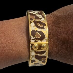 Coach Bangle Bracelet - Gold And Enamel  brown and white colors